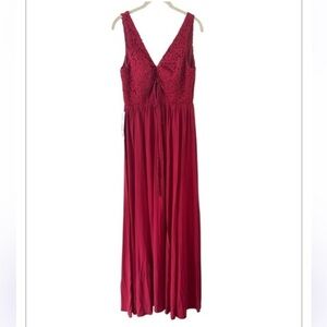 NWT AZAZIE  BARCELONA Bridesmaid Formal Burgundy Crotchet Dress 10
